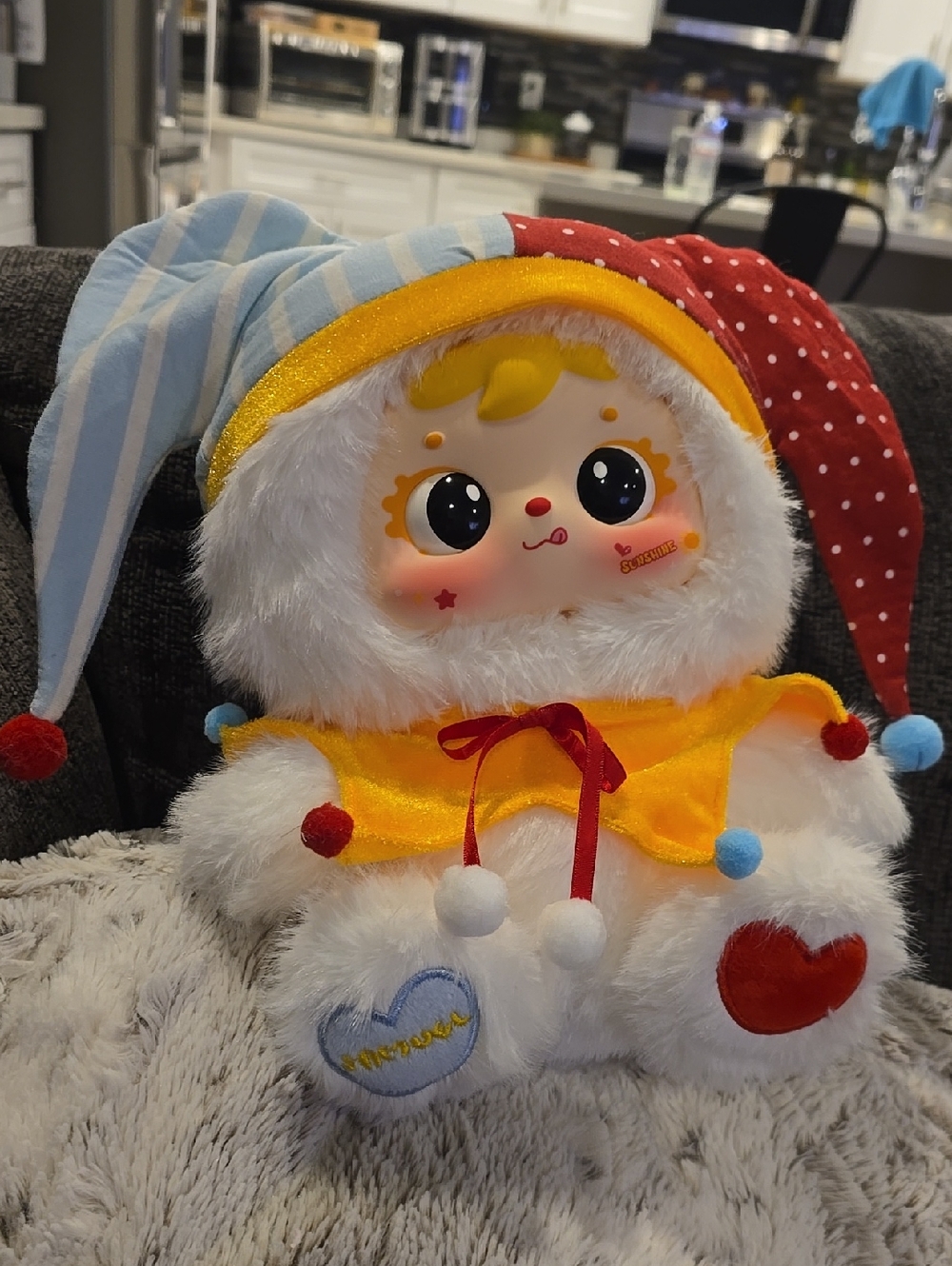 Yellow & White Plush Character Kids Toy - Cute Heart Accent